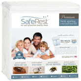 SafeRest front view showing full-coverage encasement protecting a box spring