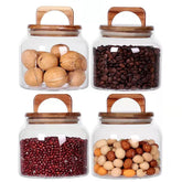 SAIOOL front view of four glass jars showing tidy countertop storage and visibility