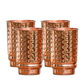 SAJTOX front view of four hammered copper tumblers showing elegant set and durability