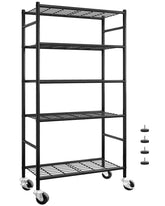 Sakugi front view of full 5-tier shelf showing storage capacity and neat organization