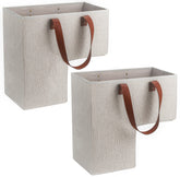SAM AND MABEL front view of stair basket showing neutral design and neat storage benefit