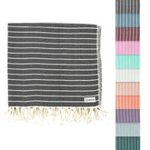 Sand Cloud front view of Gocek Black towel showing full size and pattern benefit