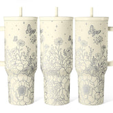 SANDJEST floral tumbler front view showing decorative pattern and large capacity benefit