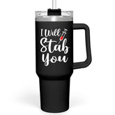 SANDJEST front view of 40oz nurse tumbler showing printed design and finish