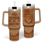SANDJEST tumbler front view showing hunting design and robust finish for style