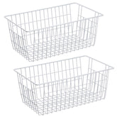 SANNO front view of two white wire baskets showing organization benefit