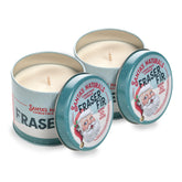 Santa's Naturals front packaging showing two 9 oz candles and festive label, evokes holiday warmth