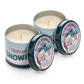 Santa's Naturals front packaging showing two candles and winter branding, inviting cozy ambiance
