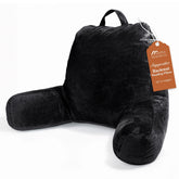 Sasttie front view of black reading pillow showing supportive silhouette and comfort