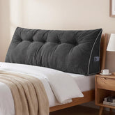 Sasttie front view of headboard pillow showing full-width support and style