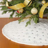Sattiyrch front view sequin tree skirt shows full 59in coverage and festive finish