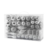 Sattiyrch front packaging showing 76-piece silver ornament set, easy storage benefit