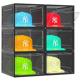 SCAVATA front pack display showing clear stackable boxes and visible hats for organized storage