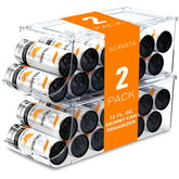 SCAVATA front view clear bin showing organized slim cans and quick access