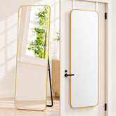 SCWF-GZ gold full-length mirror front view showing clean reflection and style benefit