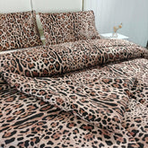 SDY front view of cheetah comforter showing full queen coverage and bold print for vibrant decor