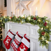 SeasonBliss front view of 6ft garland showing full pre-lit arrangement and festive appeal
