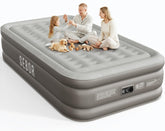 Sebor front view of inflated queen mattress showing plush top and stability