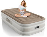 Sebor front view of fully inflated twin mattress showing plush top and height benefit