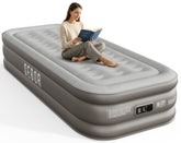 Sebor front view of inflated twin mattress showing firm support and plush top comfort