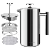 Secura front view showing polished 304 stainless steel body and elegant shape, durable aesthetic
