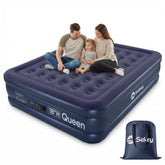Sekey queen front view showing raised bed and neat cord storage, provides easy access