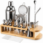 Semderm front view with bamboo stand showing organized tools and elegant display