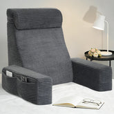 Seniny front view of reading pillow showing supportive shape and comfort