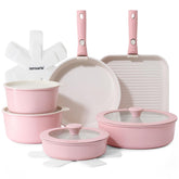 SENSARTE front view of the full pink 17-piece set showing organized components and space savings