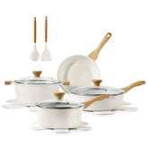 SENSARTE front view of full 13-piece set showing all pots and lids for complete kitchen setup