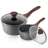 SENSARTE front view of saucepan set shows compact, ready-to-use design benefit