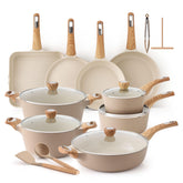 SENSARTE front view of full 26-piece cookware set showing included pieces and organization
