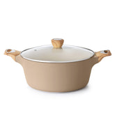 SENSARTE front view of taupe stock pot showing full shape and capacity benefit