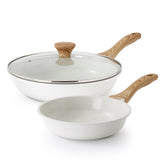 SENSARTE front view of white pan set showing clean design and space-saving benefit