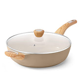 SENSARTE front view with lid showing roomy deep skillet for family meals