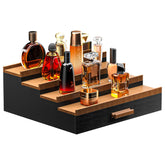 Sephyroth front view black walnut organizer showing tidy cologne display and easy access