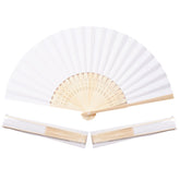 Sepwedd front view white paper hand fan shown open, elegant and customizable
