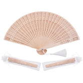 Sepwedd wooden fan closed showing compact size and easy handling