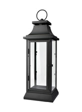 Serene Spaces Living lantern front view showing elegant black frame and clear glass for classic ambiance