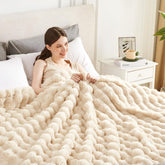 Serenhom bubble khaki throw front view showing plush look and decor appeal