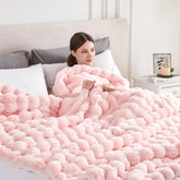 Serenhom twin blanket front view showing bubble pink warmth and cozy styling