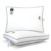 Serta front packaging displaying two hotel-style queen pillows for luxurious sleep