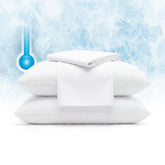 Serta cooling pillow protector front packaging shows two protectors and benefits