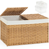 SETVSON front view showing natural rattan basket and lids for neat storage