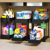 Sevenblue front view of assembled 2-tier organizer showing tidy storage benefit