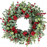 Sggvecsy wreath on front door showing festive curb appeal