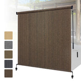 Shade&Beyond front view of mocha packaged outdoor roller shade showing compact shipping benefit