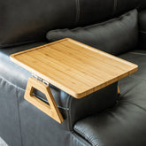 Shamrock Home front view of bamboo trayble showing full surface and beige finish for easy dinners