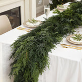 SHareconn front view of 9ft cedar garland shows full length and packaging benefit