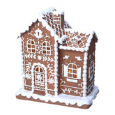 Sheaifun front view of gingerbread house showing warm festive presence